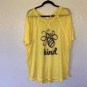 Cato Bee Kind Lightweight Yellow Tee with Faux Knot. Size 14/16. EUC.